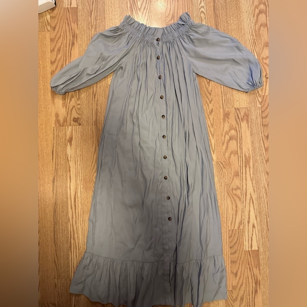 Mazik Full Length Button Up Scoop Neck Dress Size Small